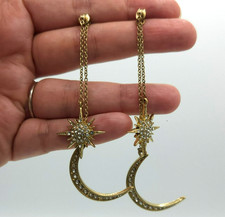 BOHO Bohemian Crystal Star and Moon Earrings Long Pendant Dangle Fashion Jewelry