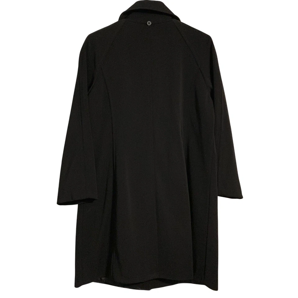 Trench coat feminino London Fog pequeno preto capa de chuva elegante tecido liso *sem capuz - Imagem 4 de 4