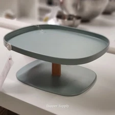 IKEA KRUSTISTEL Serving Stand Bamboo/Turquoise 9x5x11" New 