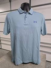 Under Armour Polo Shirt Mens Small Mint/Blue ISO-Chill Golf Geometric Print