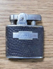 Vintage Ronson Standard Brown Leather & Silver Cigarette Lighter. BUY IT NOW.