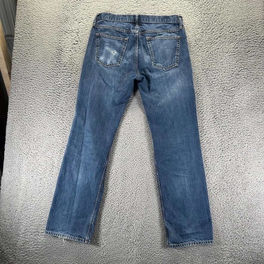 Old Navy Jeans Mens 32x34 Blue Straight Cotton Distressed Medium Wash Workwear - Image 4 of 4