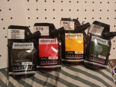 Sennelier Abstract Acrylic Paint Lot - 4 Pouches (120ml/4oz) Artist Destash