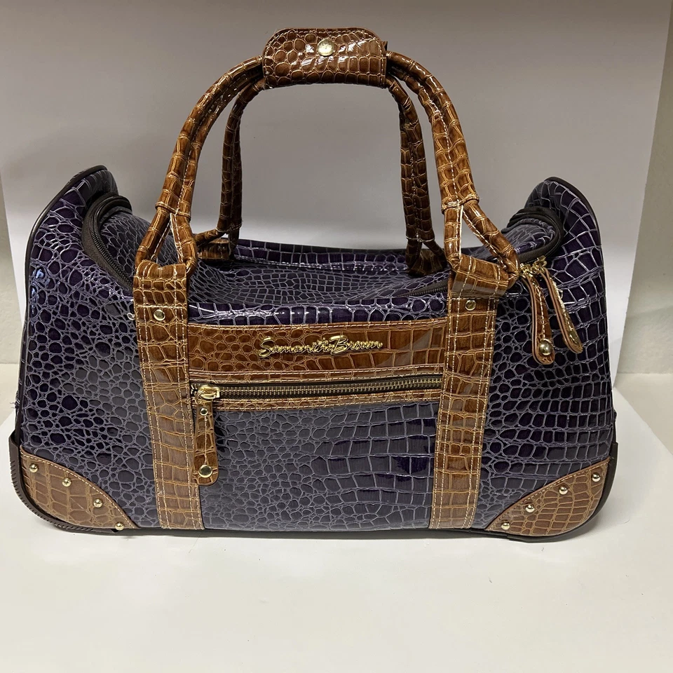 Samantha Brown Carry On Luggage Duffel Bag Croco Purple Excellent - Image 2 of 4