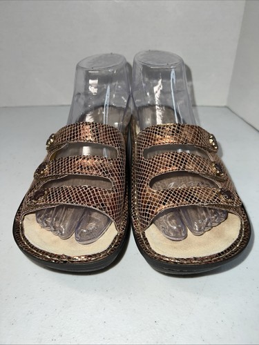 Alegria Fiona Sandals Women's Size 38 US 7.5-8 Snakeskin Strap Wedge Slip-On - Picture 2 of 9