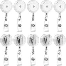 Retractable Badge Reels with Swivel Clip - 50 Pack, Translucent Clear