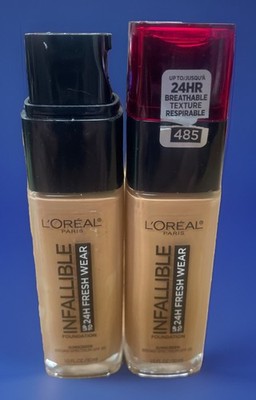 LOREAL Infallible 24hr Fresh Wear Foundation 485 Golden Sun 1oz Ea 2pcs Read!!