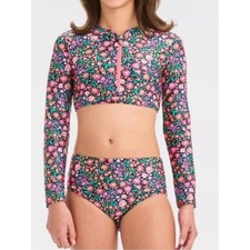 art class Girls' Floral Long-Sleeve Rashguard Set - Pink, Green, Purple, YL new