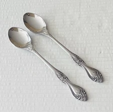 Stanley Roberts Stainless Korea SRB269 2 Iced Tea Spoons Ornate Floral