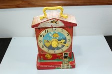 Vintage Fisher Price Music Box Teaching Clock 1968 Kids Toy Tested Working