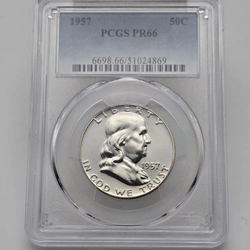 FRANKLIN HALF DOLLAR 1957 PCGS GRADED PR66 PROOF HALF DOLLAR 50C UNCIRCULATED