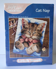 J P Coats Bedtime Cat Nap Kitten Latch Hook Rug Kit 25050 New Sealed