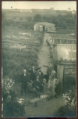 Latvia 1920s-1930s RPPC village holidays garden people's gathering view beer