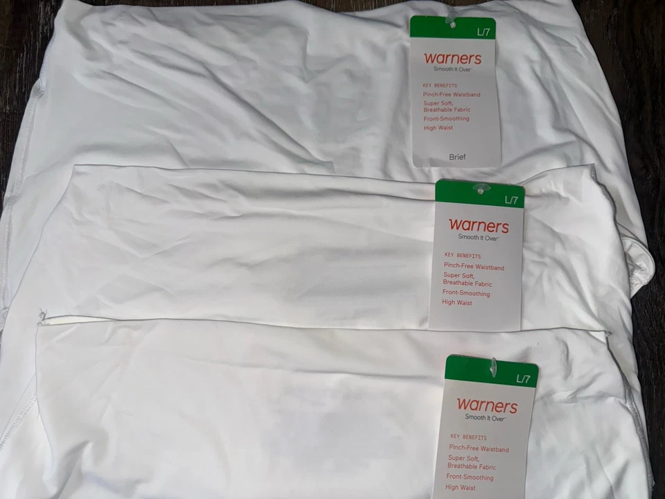 Warners ~ Womens Brief Underwear Panties Nylon Smooth Over High Waist 3-Pair ~ L - Image 3 of 4
