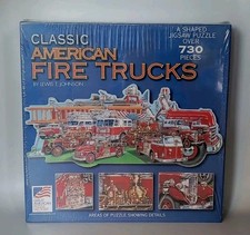 2002 Classic American Fire Trucks Jigsaw 730pc Puzzle Lewis T. Johson NEW/Sealed