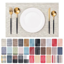 4PCS Washable Vinyl Placemats Heat Resistant Non-Slip Table Mats for Dining