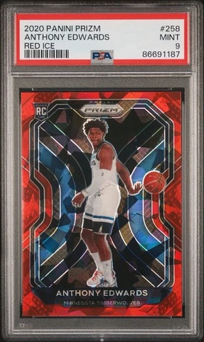 Panini Prizm 2020-21 Anthony Edwards Rookie RC #258 Red Ice PSA 9 Wolves