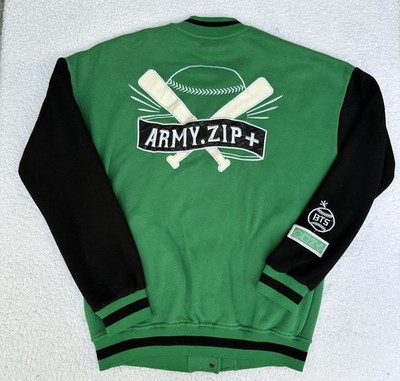 BTS 防弾少年団 3RD MUSTER Baseball Jumper XL Army Zip BTS 3rd Muster Varsity Baseball Snap Jacket Bomber