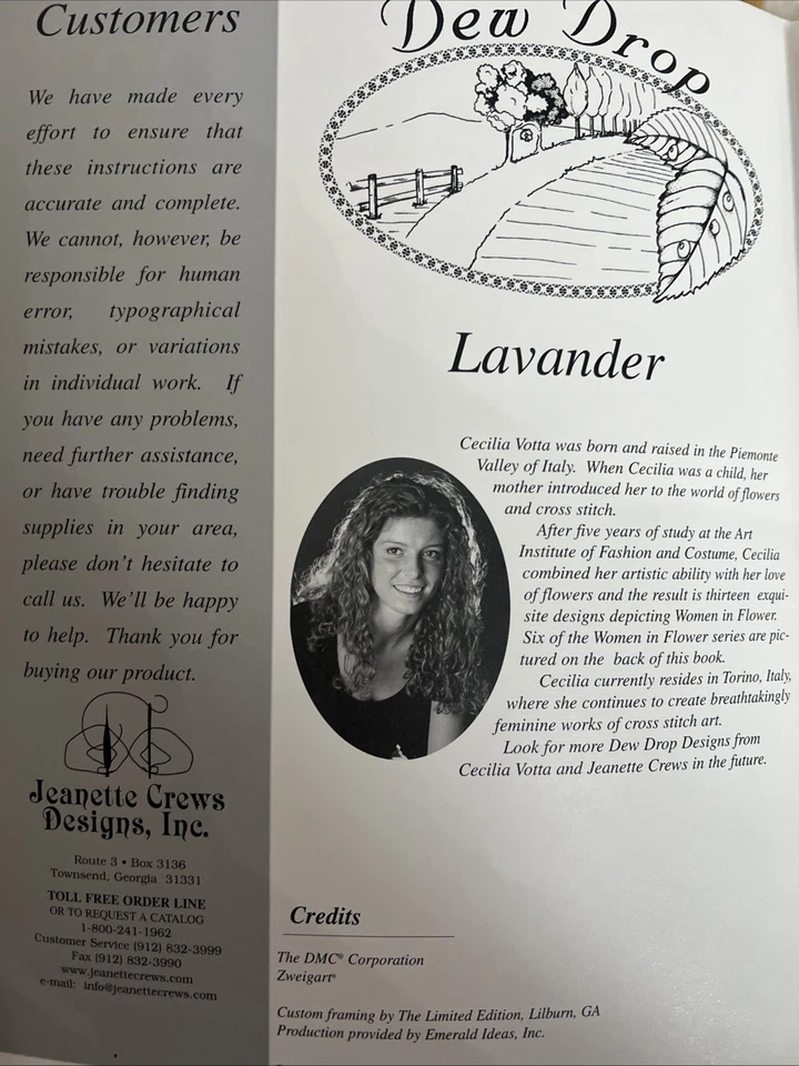 Rare Jeanette Crews Designs LAVANDER Cecilia Votta Counted Cross Stitch - Image 3 of 4