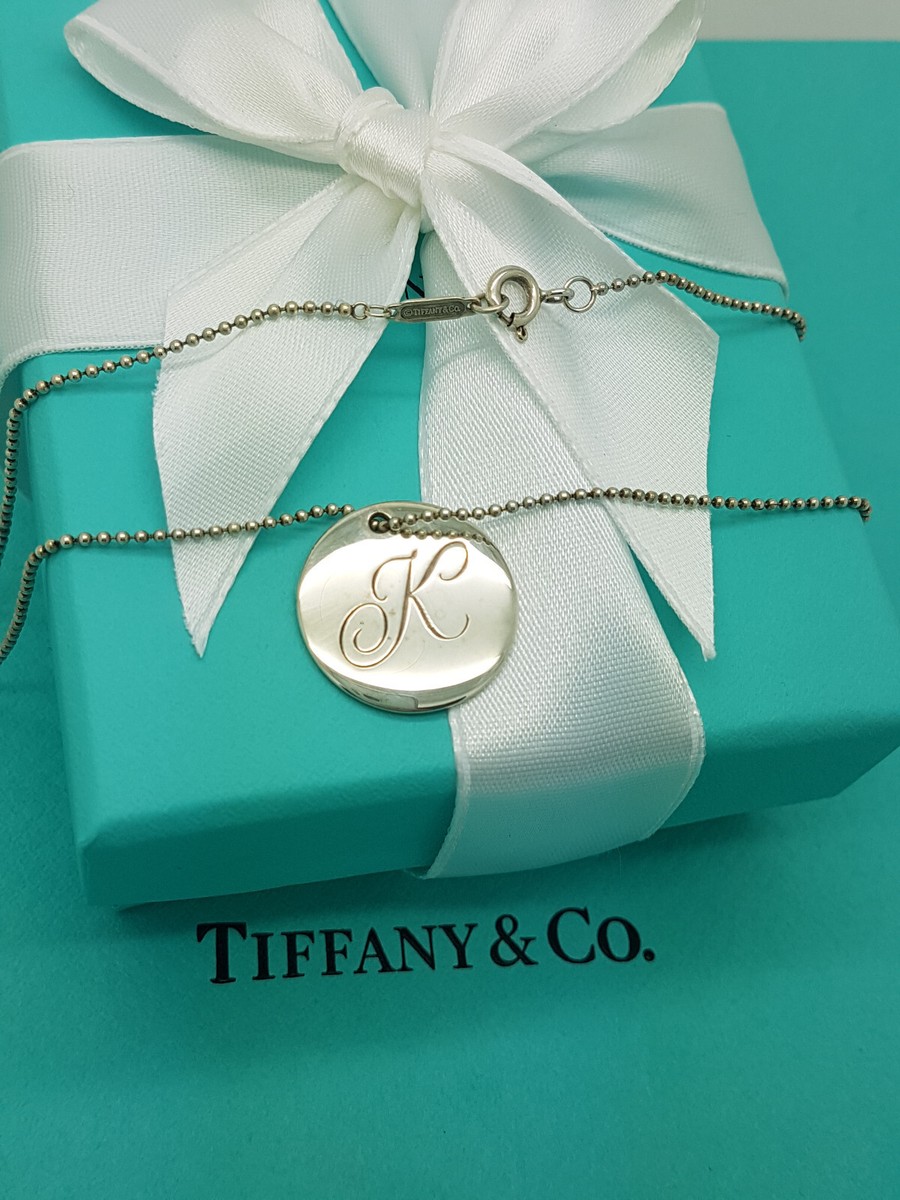 Tiffany & Co. Silver Alphabet Large Disc letter Initial 