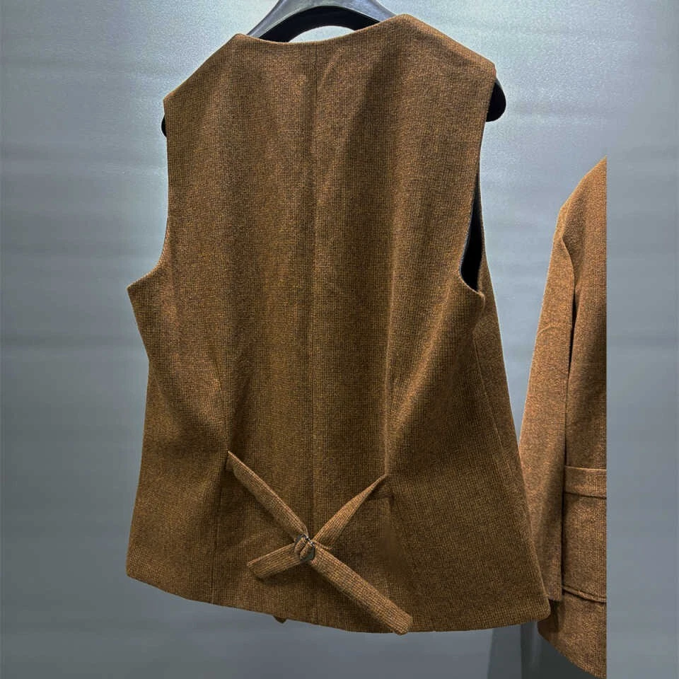 Ternos masculinos espinha de peixe casamento noivo jantar tweed formal smoking mistura de lã - Imagem 4 de 4