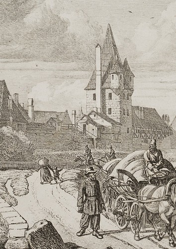 J. ERHARD (1795-1822), Kosaken mit Bagagewagen vor Nürnberg, 1816, Rad. Militär - Picture 2 of 5