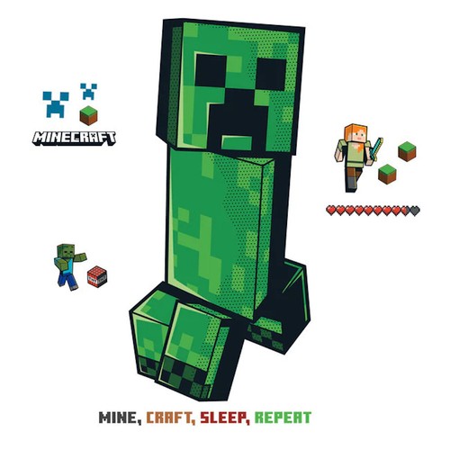 Minecraft Creeper Giant Peel & Stick Wall Decals RMK5360GM 12 Game Room Stickers - Picture 3 of 6