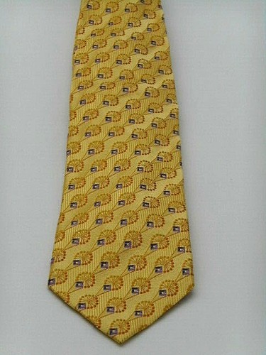 Authentic Villa Bolgheri Italian 100% Pure Silk Men's Neck Tie, Gold,Tan,Purple - Picture 3 of 8