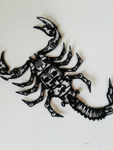 Steampunk Scorpion Handmade Sew-On Embroidered Patch from Ukraine - Picture 7 of 7