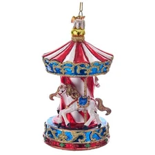 Kurt Adler Noble Gems Glass Ornament for Christmas Tree, Carousel