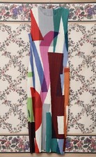 Issey Miyake Pleats Please Inspired Geometric Colorful Psychedelic Long Dress