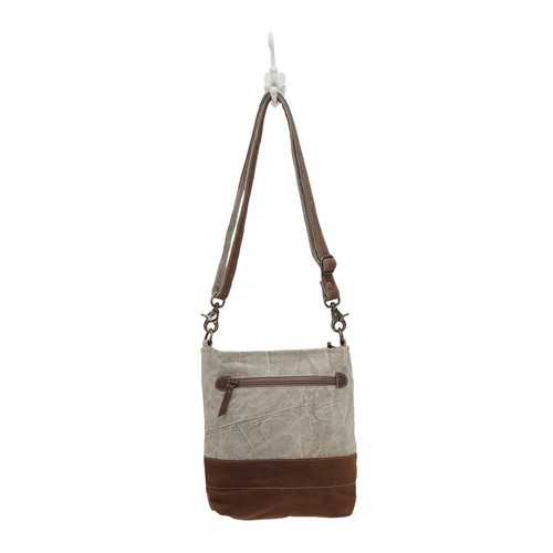 Leather Star Recycled Khaki Canvas Cross Body Bag-Medium Size-Lots of Pockets - Picture 3 of 4