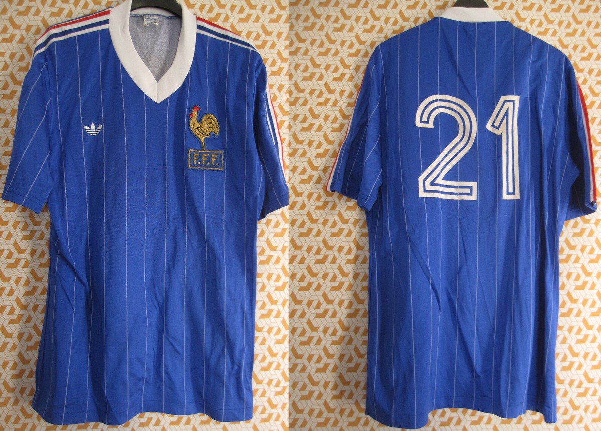 Maillot EQUIPE DE FRANCE Adidas Ventex #21 porté 1980 Vintage