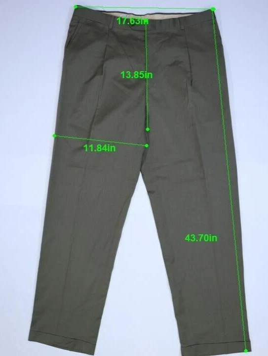 Pantalones de vestir Hart Schaffner Marx para hombre de lana verde plisado frontal con puños dobladillo 38 Foto 2 de 4