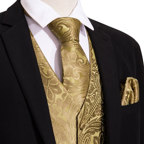 Rojo Paisley Hombres Chalecos Negro Traje Chaleco Conjunto Corbata Vestido de Boda Esmoquin V - Imagen 11 de 88