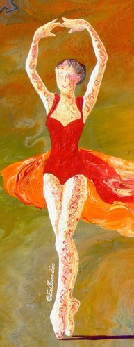 Original Acrylic Abstract Ballerina Painting "Firebird" Artist Signed - Picture 2 of 5