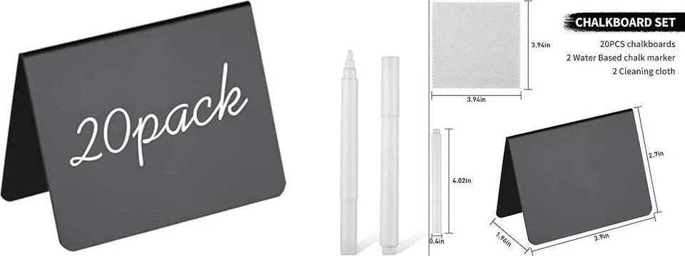 Paquete de 20 mini letreros de pizarra de 4" x 3" para letreros de tiza. nuevo. Foto 2 de 4