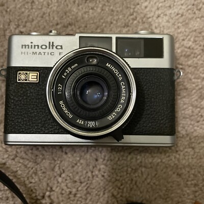 Minolta Hi-Matic F 35mm Film Camera JAPAN-w/case Box, Manual Minolta Hi-Matic F 35mm Film Camera JAPAN-w/case Box, Manual