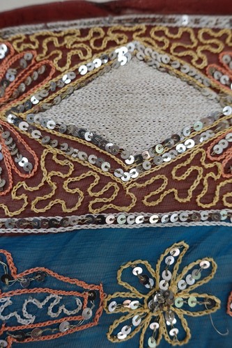Blue sequinned retro wedding Indian Bollywood Vintage sari saree SKU18961 - Picture 4 of 10
