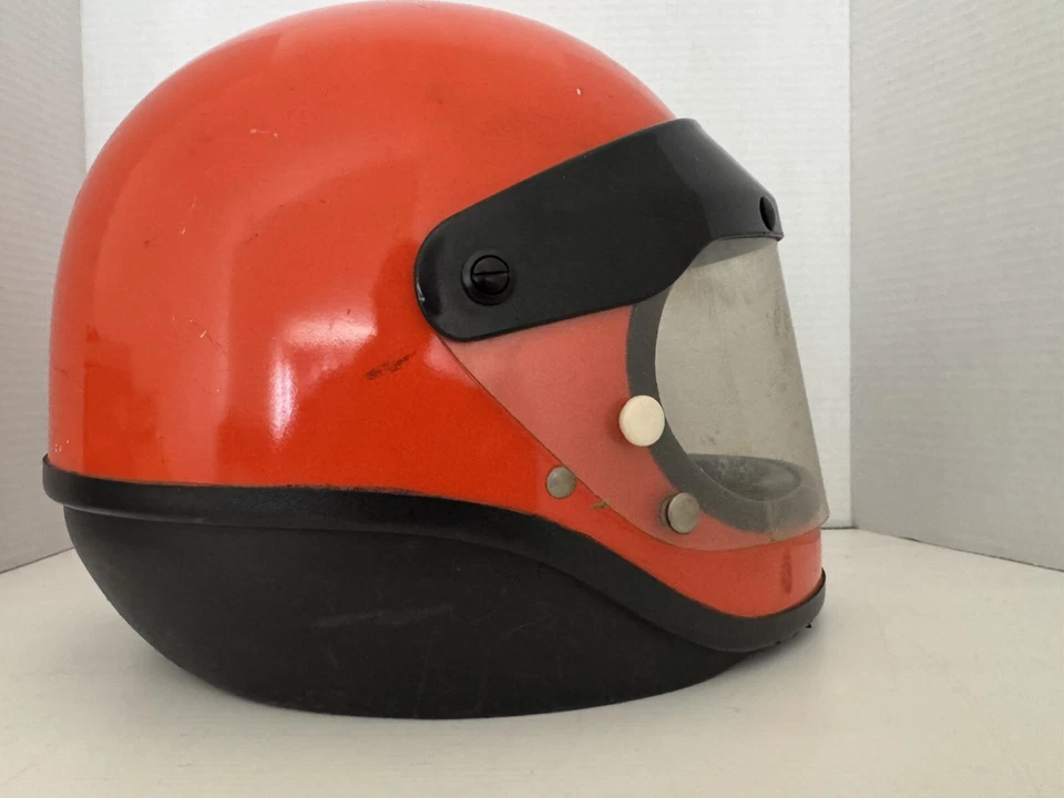 Vintage 1974 Shoei S-20 Motocrcycle Helmet Orange Size Large Scooter Vespa - Image 2 of 4