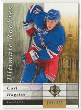 2011 2011-12 Ultimate Collection Ultimate Rookies #90 Carl Hagelin 055/399 NYR