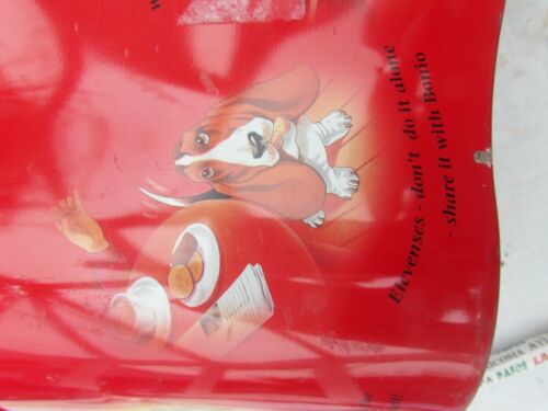 Vintage BONIO TIN (empty) dog treats by Friskies / Bassett Hound photos 12" - Picture 8 of 15