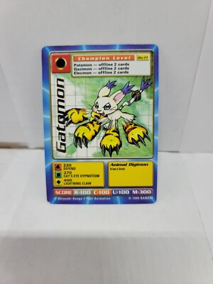 digimon gatomon card [P-006] (2nd Anniversary Set) [Promotional Cards]  Black Swamp Games Yellow Digimon VINTAGE RARE GOLD NAME Gatomon