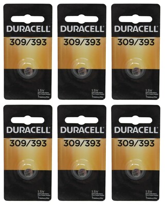 6-PACK Duracell 309/393 Silver Oxide Button Batteries SR48 SR754W SR754SW SR754