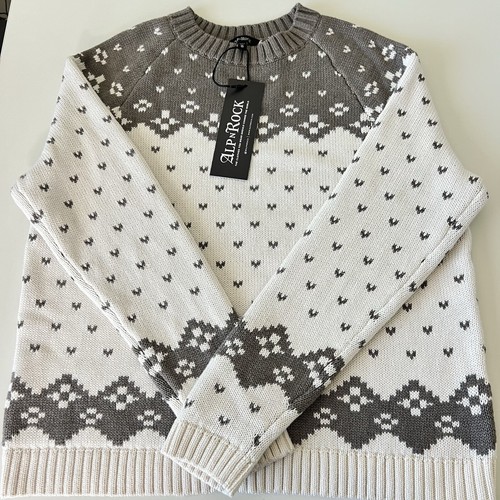 ALP N ROCK NWT Greta Fair Isle Sweater Sz S in Taupe And Cream Snowflake Ski - Picture 2 of 8