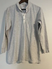 Soft Surroundings Medium M Light Gray Quarter Pullover Fleece Sweater 29906