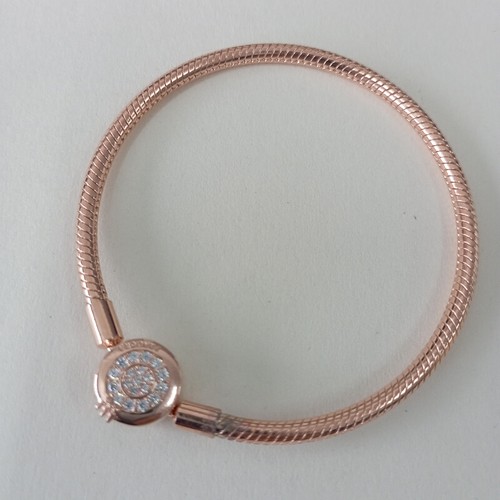 Bracciale ORO ROSA Pandora Momenti Corona Scintillante Serpente S925 Catena - Foto 2 di 4