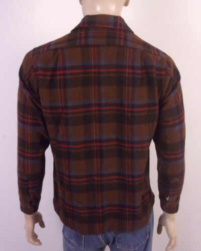 vintage Pendleton USA Made 100% Wool Flannel Board Shirt Loop Collar SZ M - Picture 4 of 8