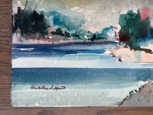 RICH BUCHWALD Original Aquarellgemälde Lake Murray San Diego Impressionismus - Bild 4 von 4