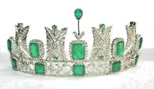 19.22ct Rose cut Diamond 925 Sterling silver emerald wedding hair tiara Crown